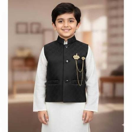 WHITE KURTA WITH BLACK COAT