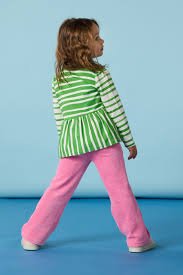 GREEN STRIPED PEPLUM TOP AND PINK PANTS