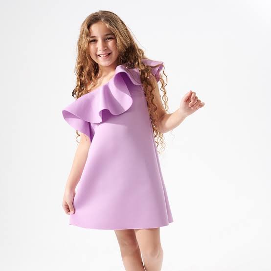 LAVENDER ONE-SHOULDER RUFFLE DRESS
