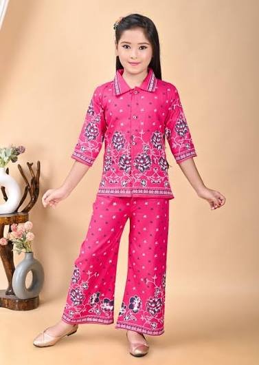 PINK PATTERNED KURTA AND TROUSER SET