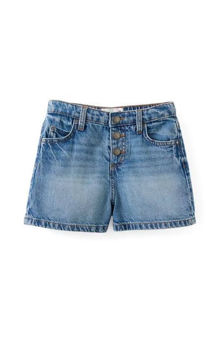 DENIM BUTTON-FRONT SHORTS
