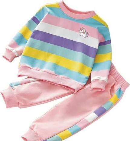 MULTI-COLORED STRIPED SWEATSHIRT AND JOGGER SET