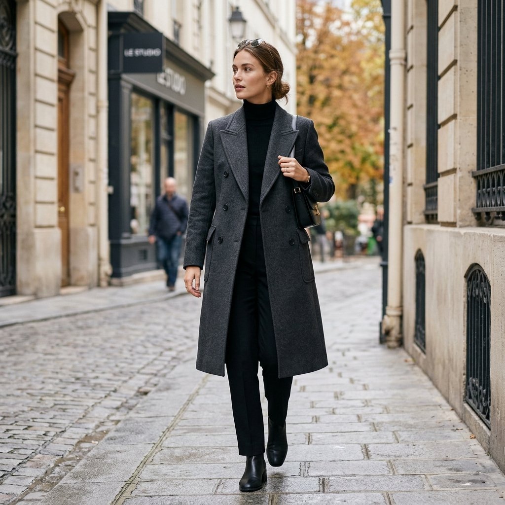 DOUBLE-BREASTED WOOL COAT