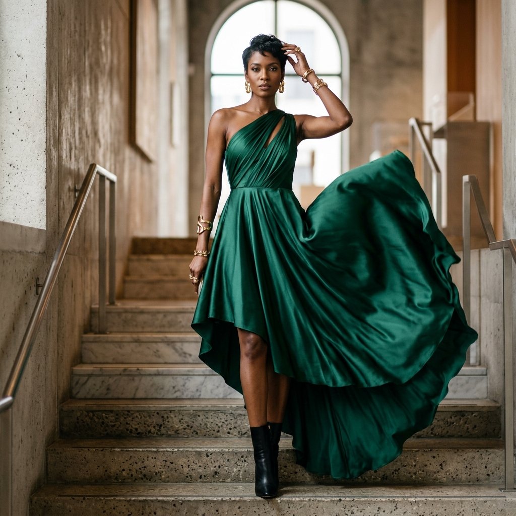 ASYMMETRIC SILK DRESS